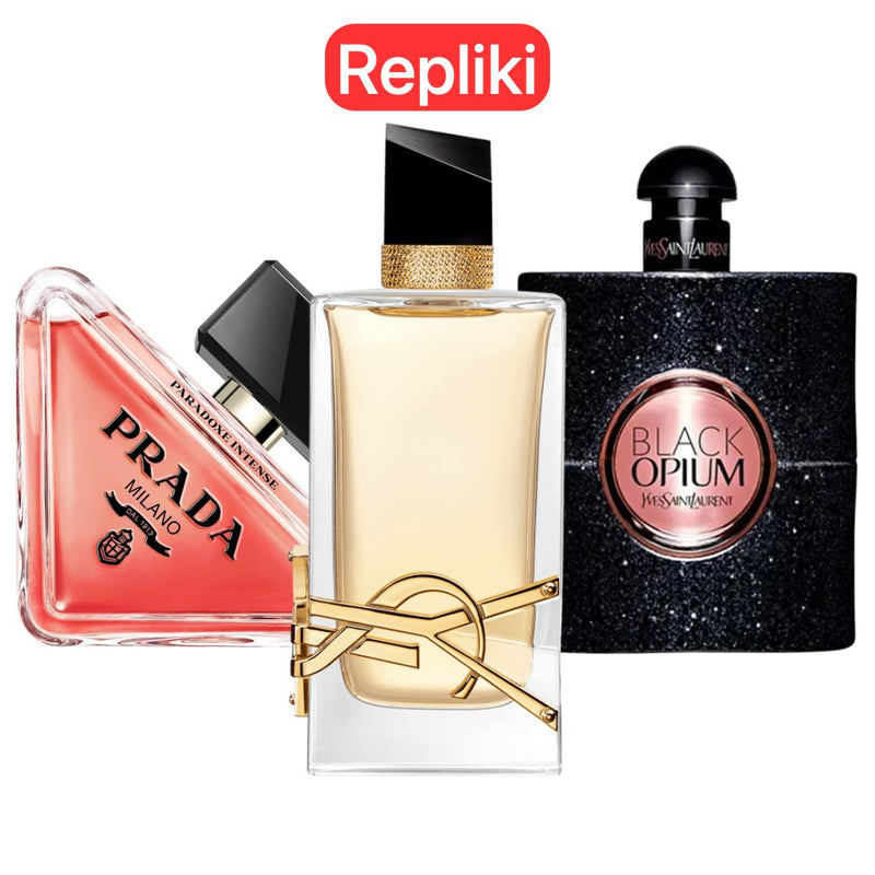 ZESTAW PERFUM TYPU ZAMIENNIK (NIEORYGINALNE REPLIKI) Inspirowane perfumami: Prada Paradox,  Black Opium Yves Saint Laurent, Libre 100ml Eau de Parfum